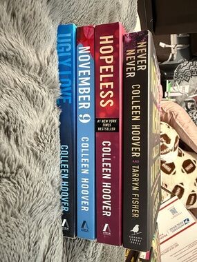 Colleen Hoover Paperback Book Set - Blue, Light Blue, Red, Black Spines